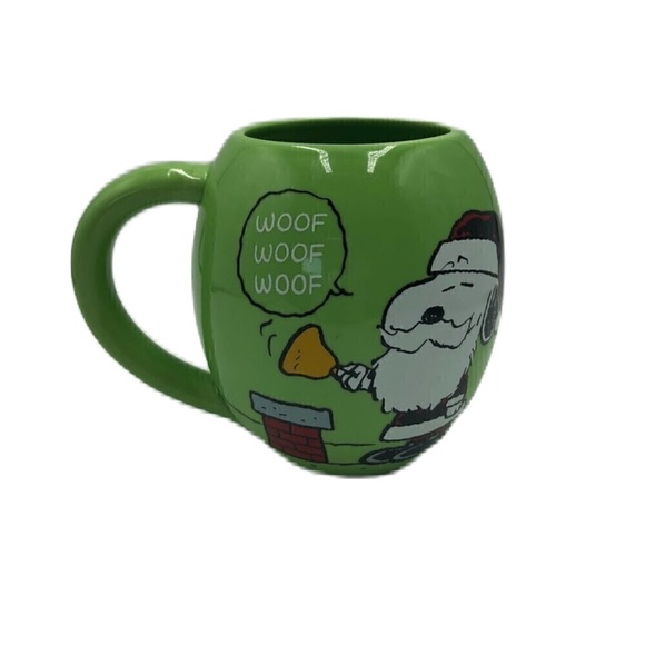 Peanuts Christmas Kcare Green Snoopy Woodstock Oversized Ceramic Mug Cup - Picture 1 of 13